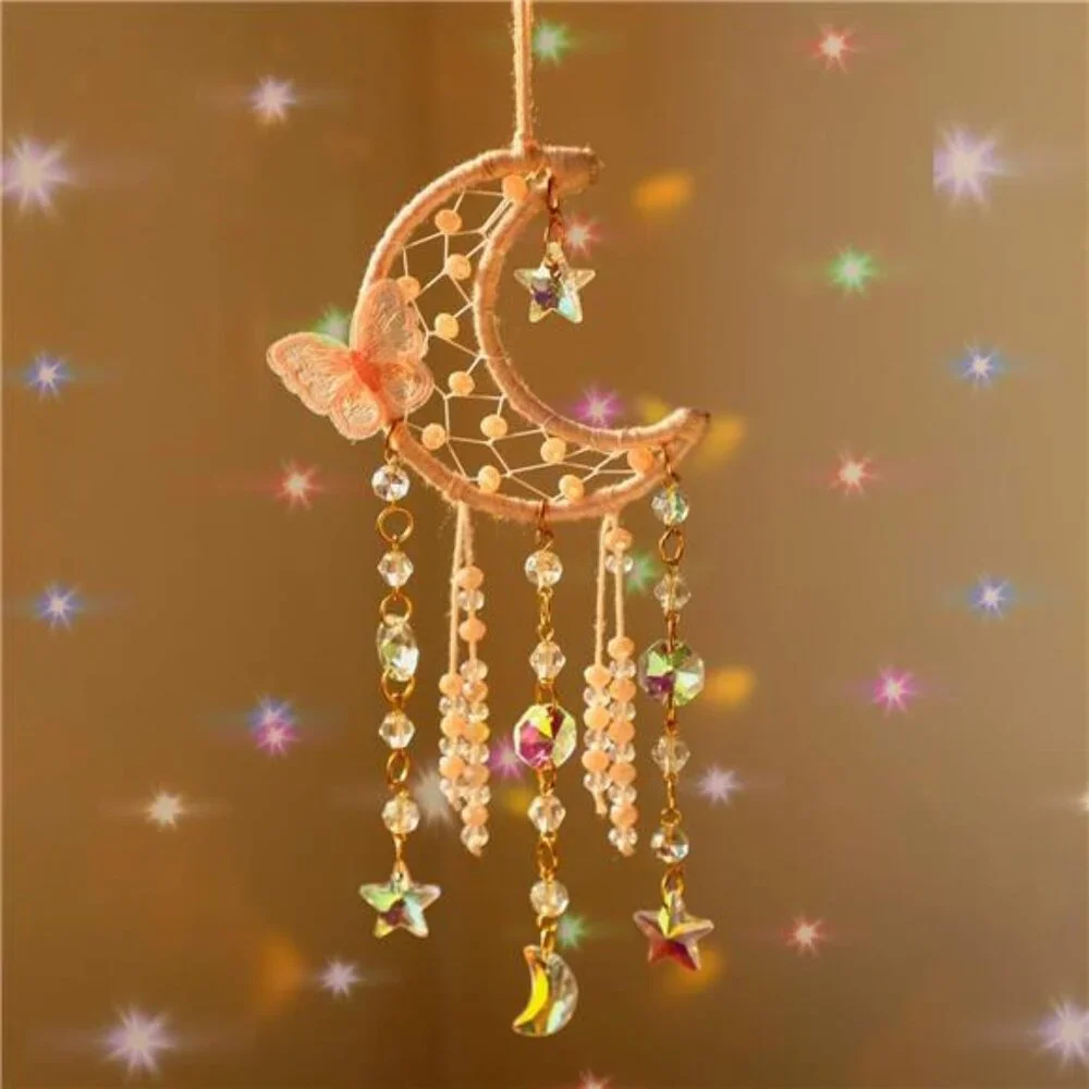 Pink Butterfly Small Moon Dream Catchers